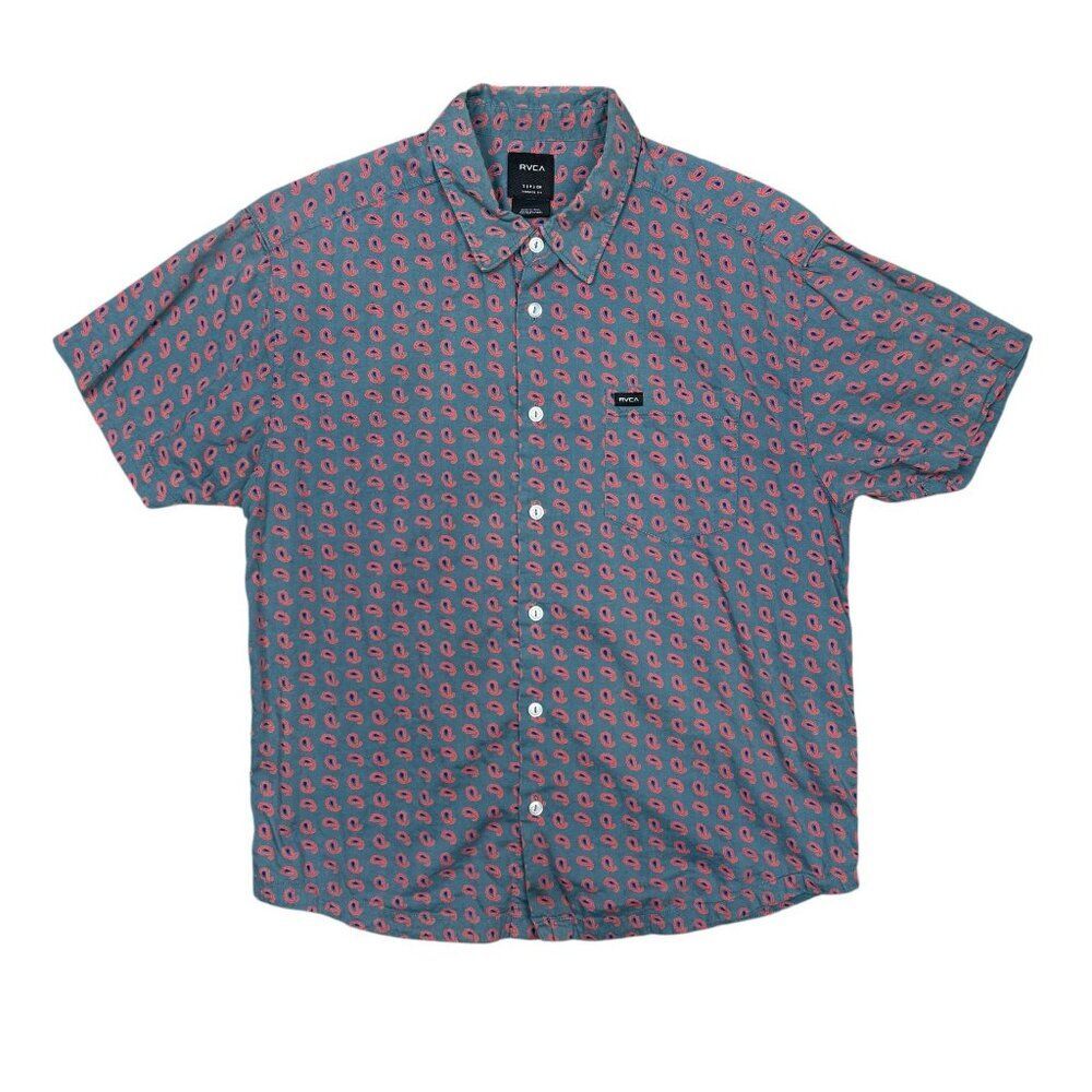 RVCA Button Front Short Sleeve Shirt Mens Sma